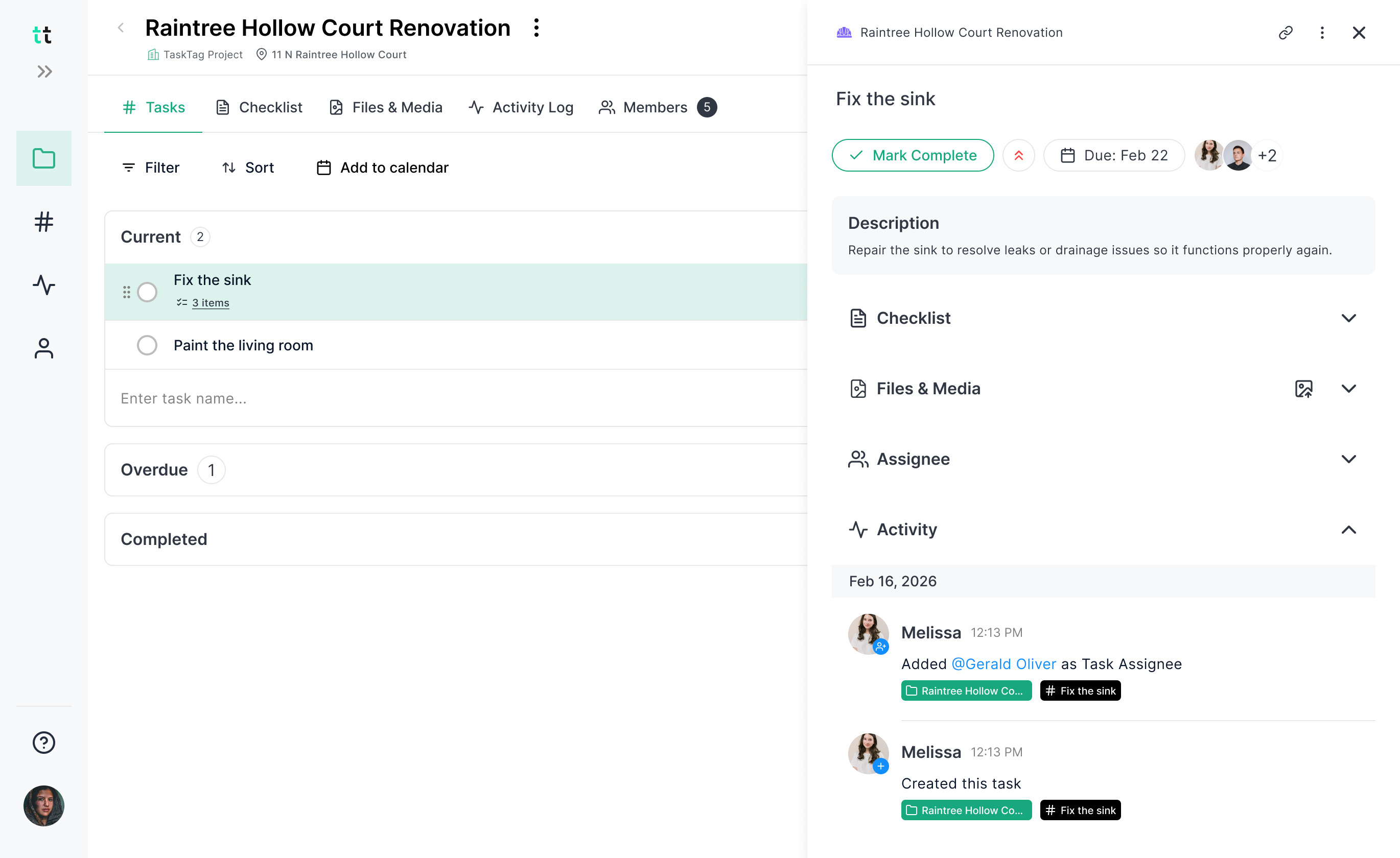 TaskTag Dashboard Preview